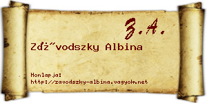 Závodszky Albina névjegykártya